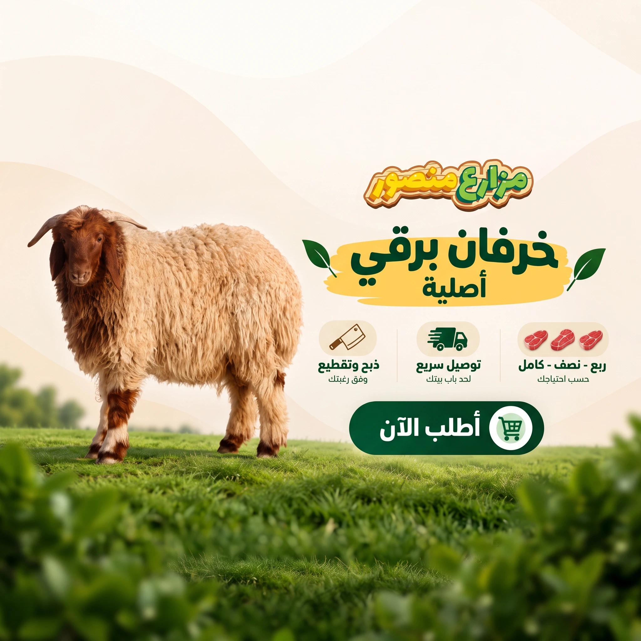 ربع خروف برقي خلفي (فخدة  + موزه + نص بيت الكلاوى)
